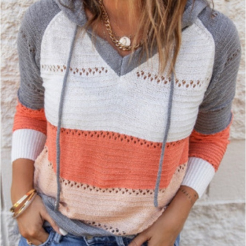 Striped Knit Bonfire Hoodie Size S